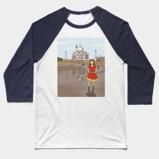 The Taj Mahal in India: girl standing in Yamuna river Baseball T-Shirt